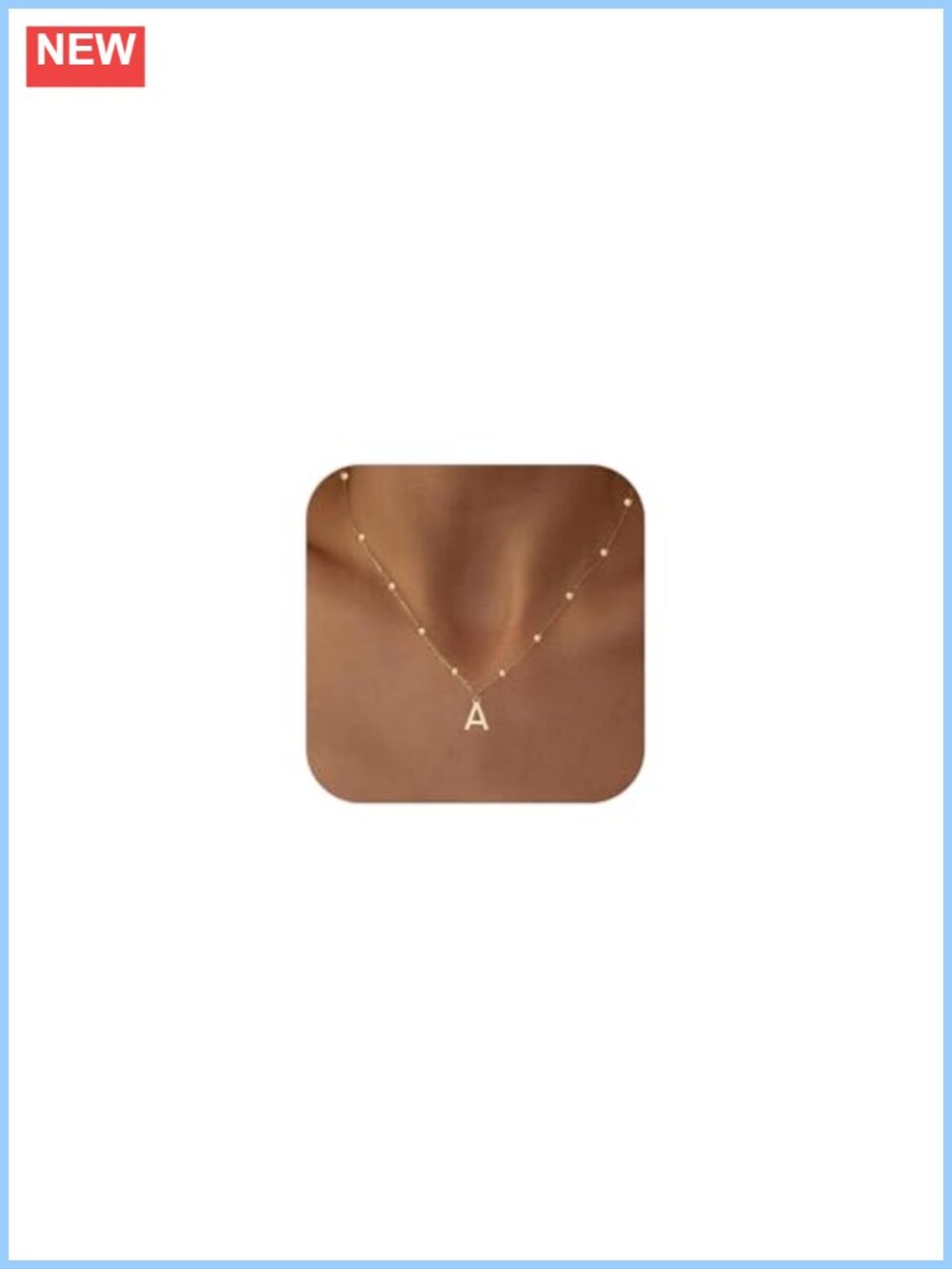 Dainty Initial Pendant Necklace 14K Gold Plated Adjustable